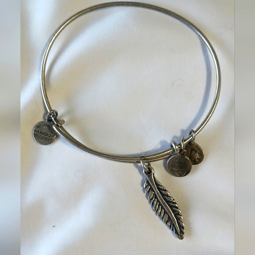 Alex and Ani Silver Feather Charm Bracelet